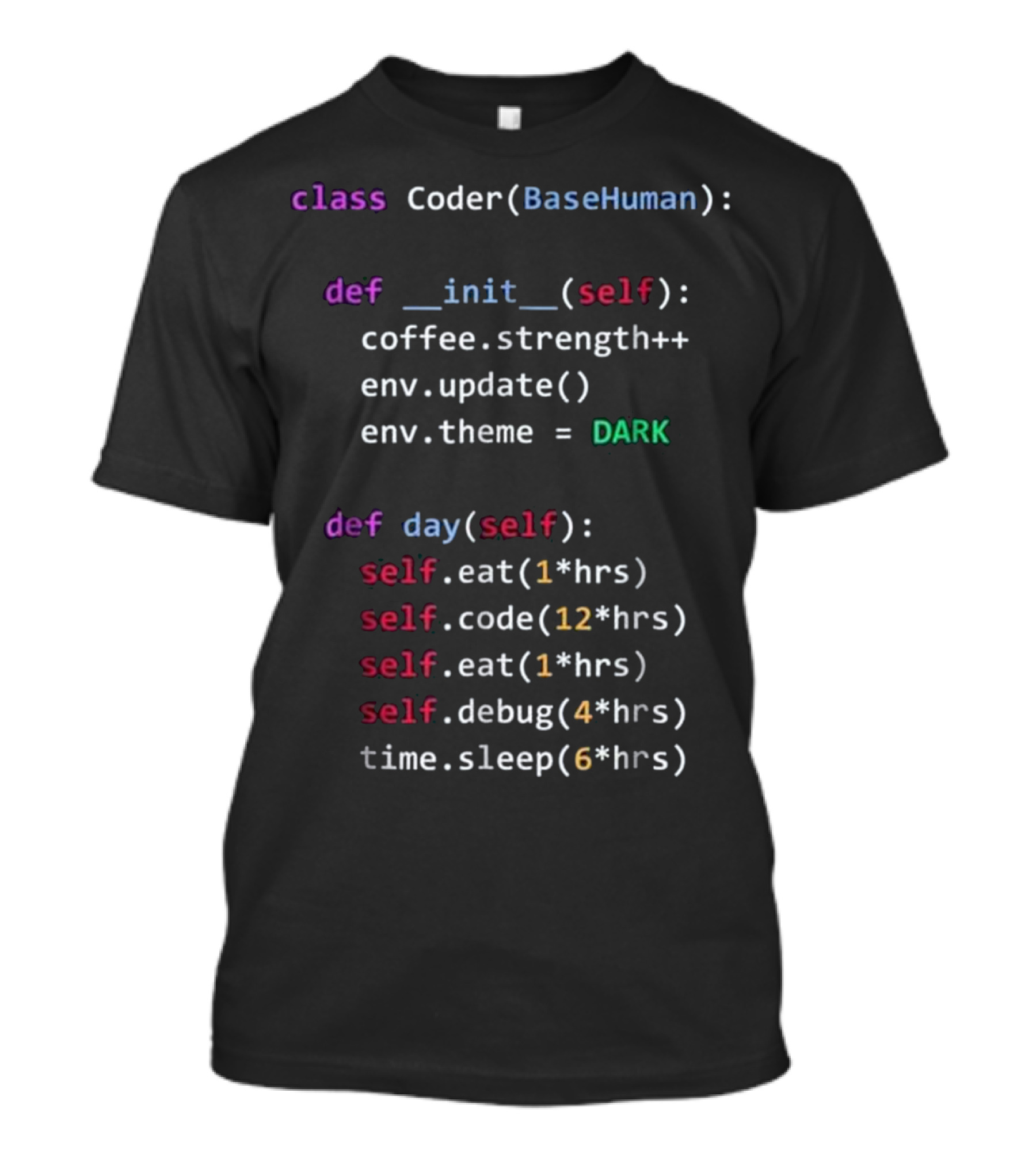 Funny Coding Python Class Coder BaseHuman Eat Code Debug Sleep Dark T-Shirt