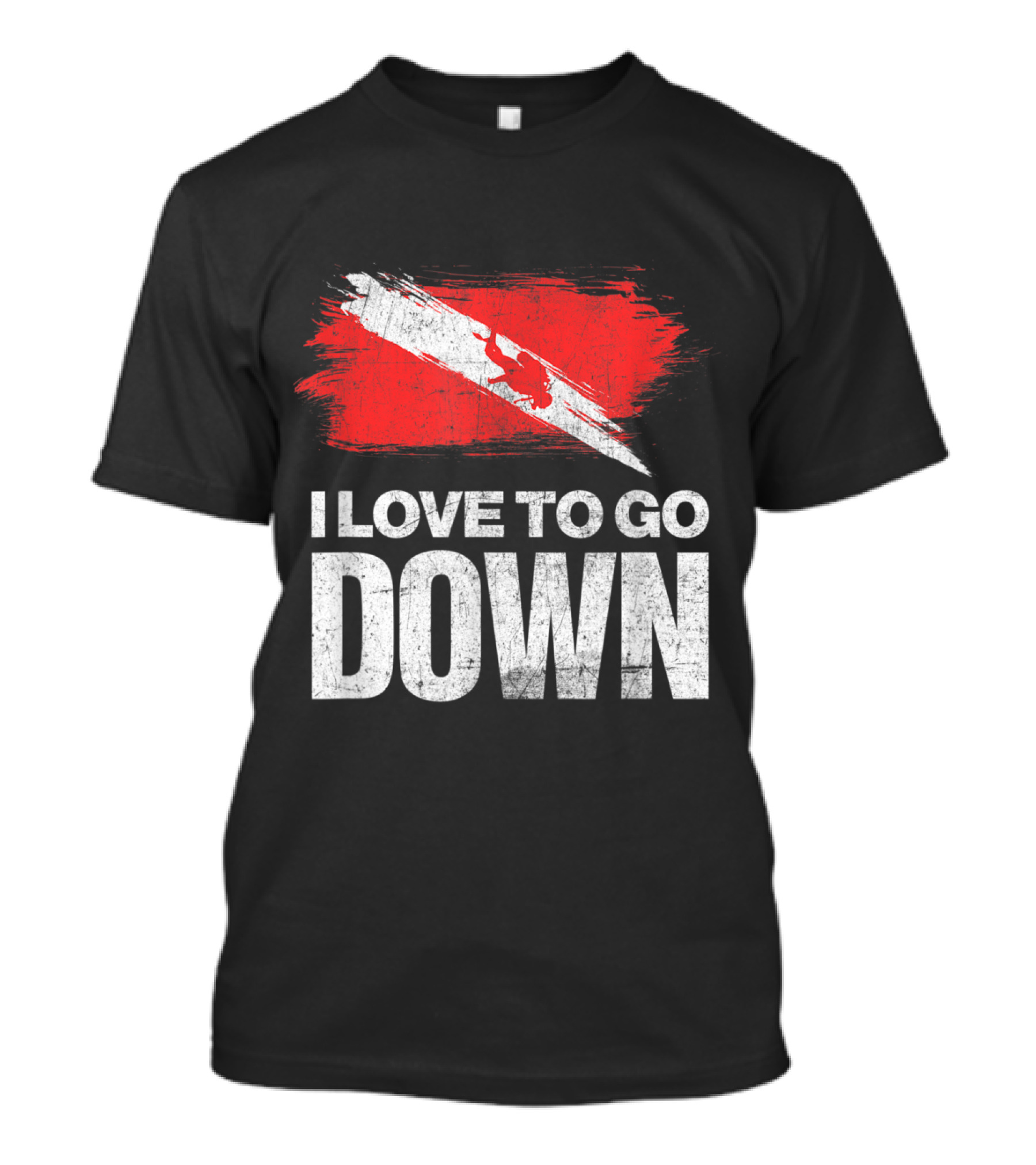 I Love To Go Down Scuba Diver Flag For Diving Lovers T-Shirt
