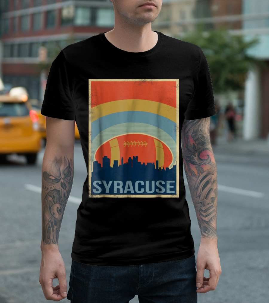 Syracuse Vintage Football Rugby Skyline Retro T-Shirt