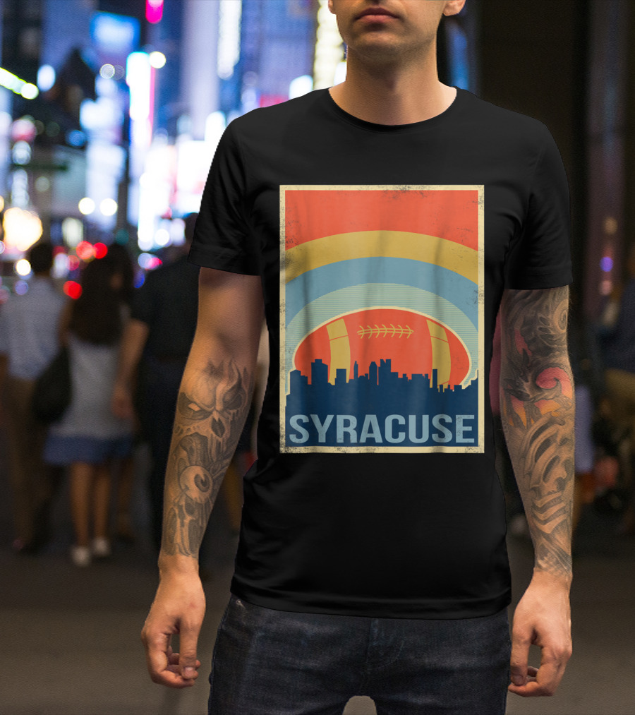 Syracuse Vintage Football Rugby Skyline Retro T-Shirt