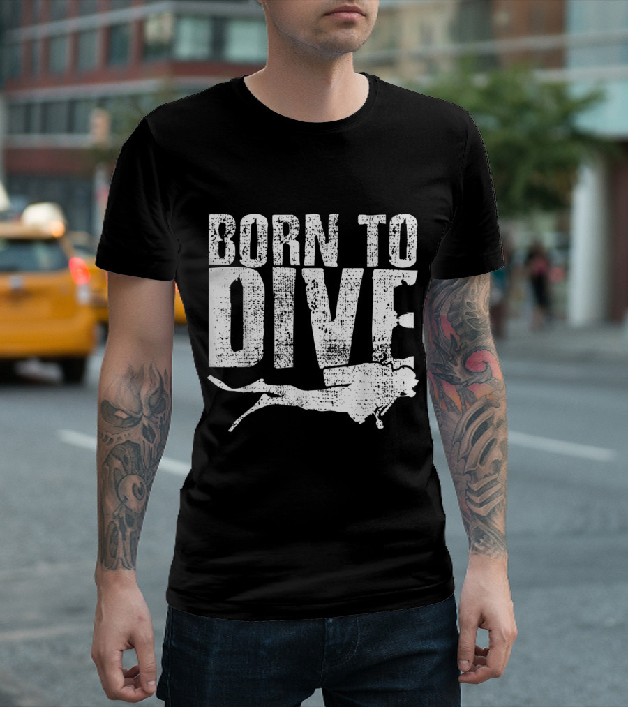 Born To Dive Scuba Diver Mermaid Ocean Divi T-Shirt