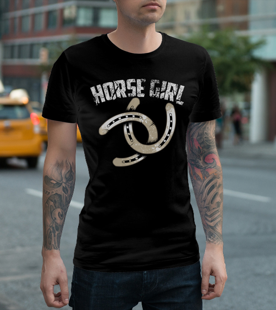 Horse Girl Rider Double Horseshoe T-Shirt