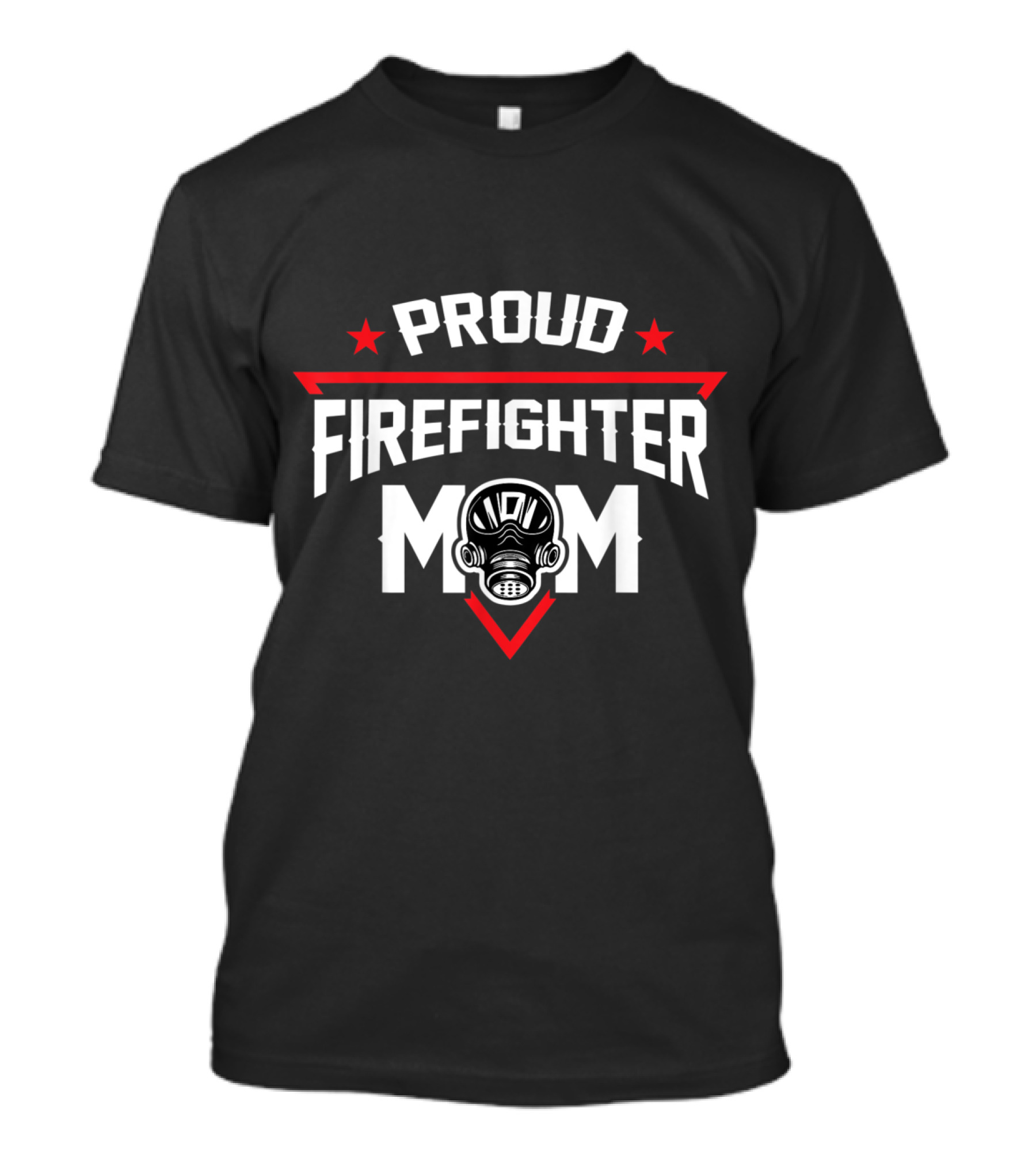 Proud Firefighter Mom With Gas Mask Icon And Stars T-Shirt