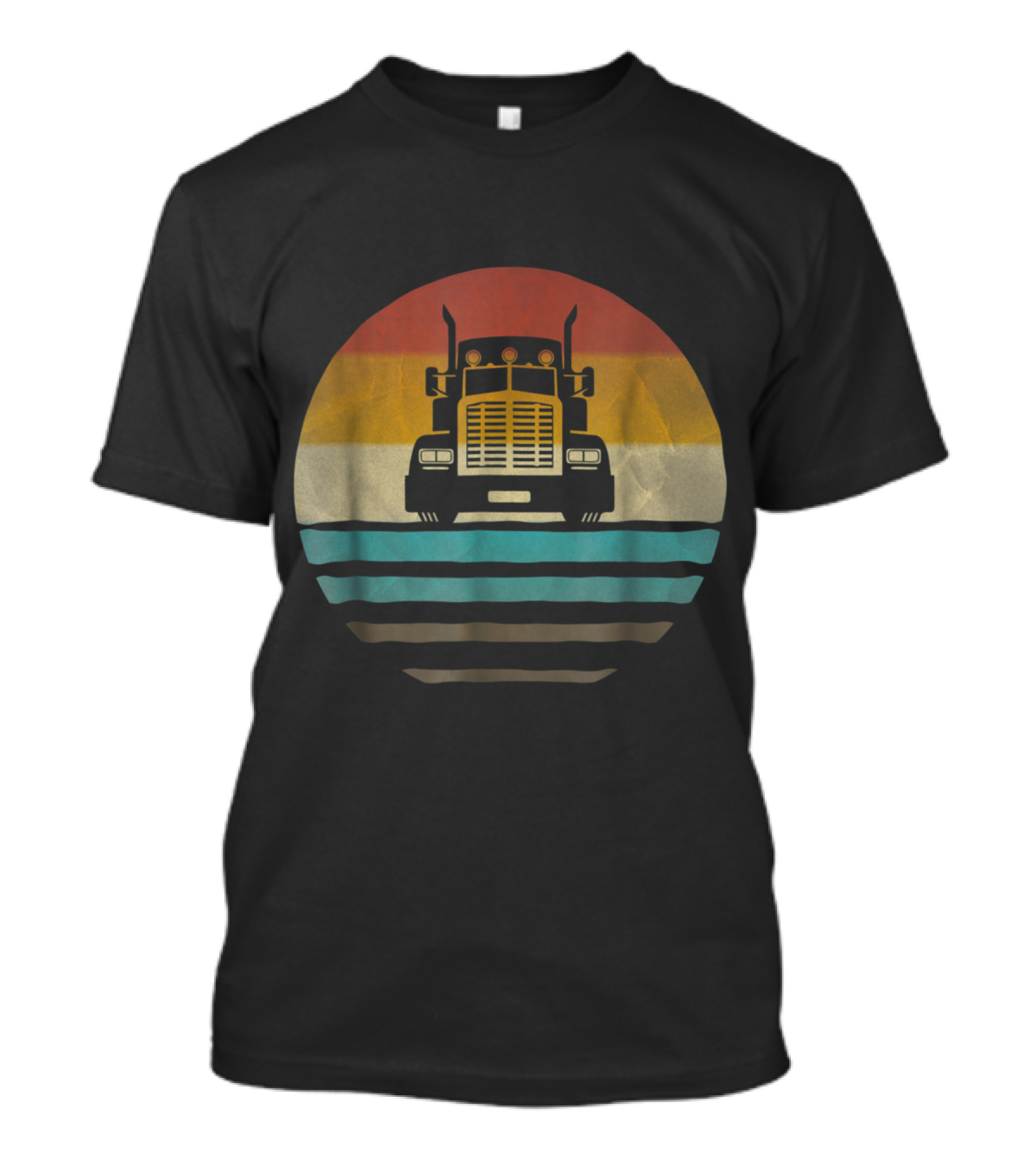 Vintage Trucker Semi Truck Sunset T-Shirt