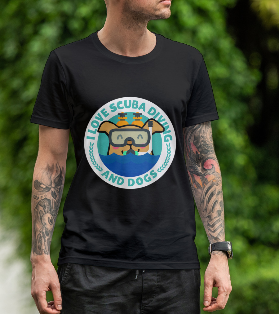 I Love Scuba Diving And Dogs T-Shirt