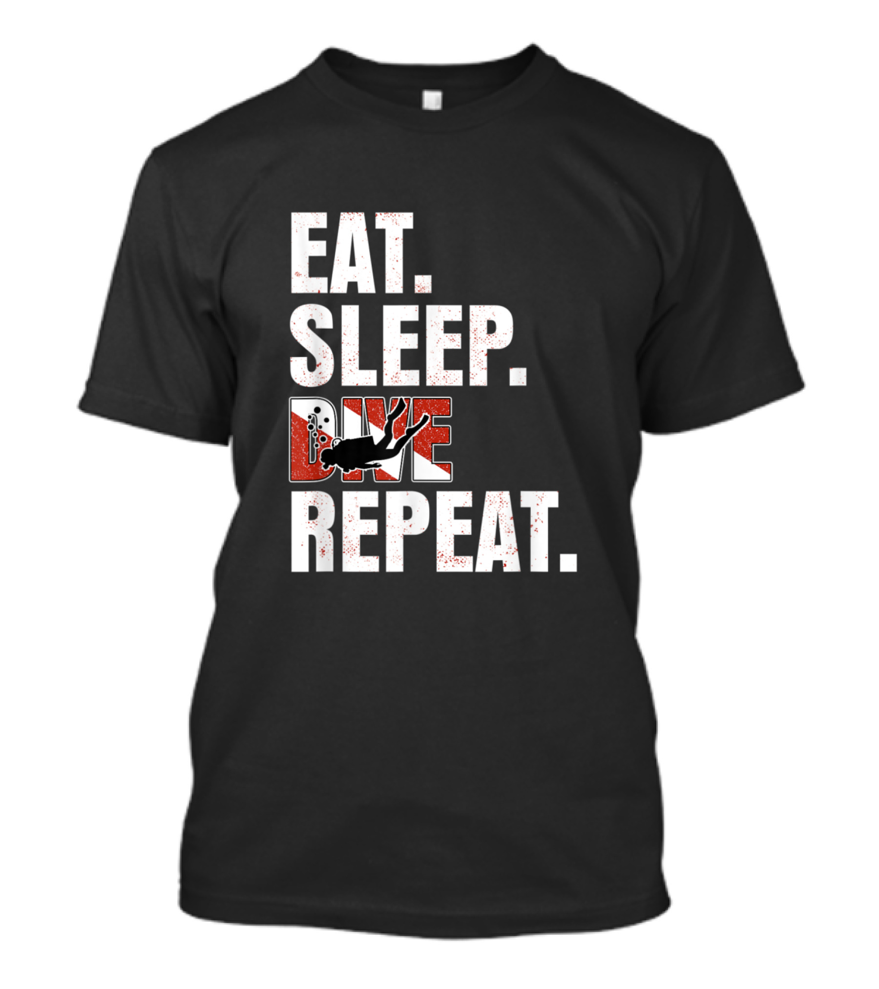EAT SLEEP DIVE REPEAT Scuba Diving Silhouette And Dive Flag T-Shirt