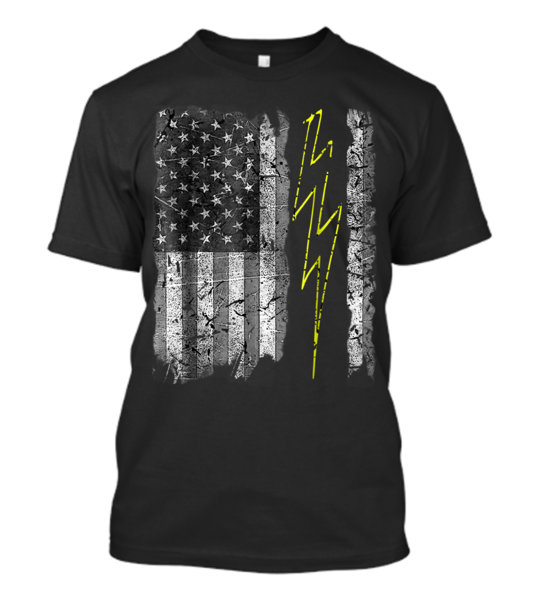 Vintage US Flag With Electric Bolt Sparky Electrician T-Shirt