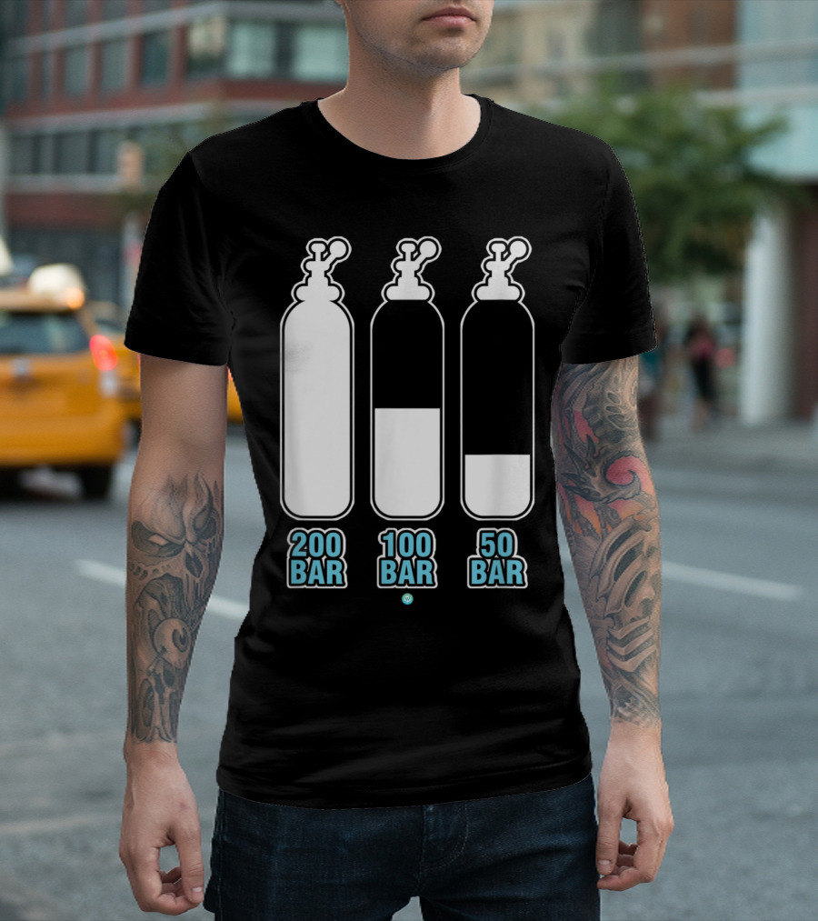 Scuba Diving Funny 200 Bar 100 Bar 50 Bar Scuba Diver T-Shirt