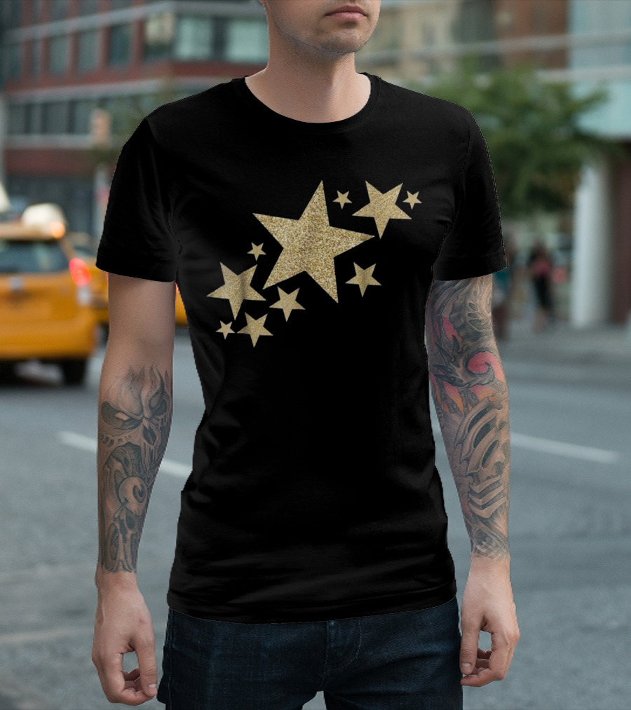Gold Glitter Stars Streak T-Shirt