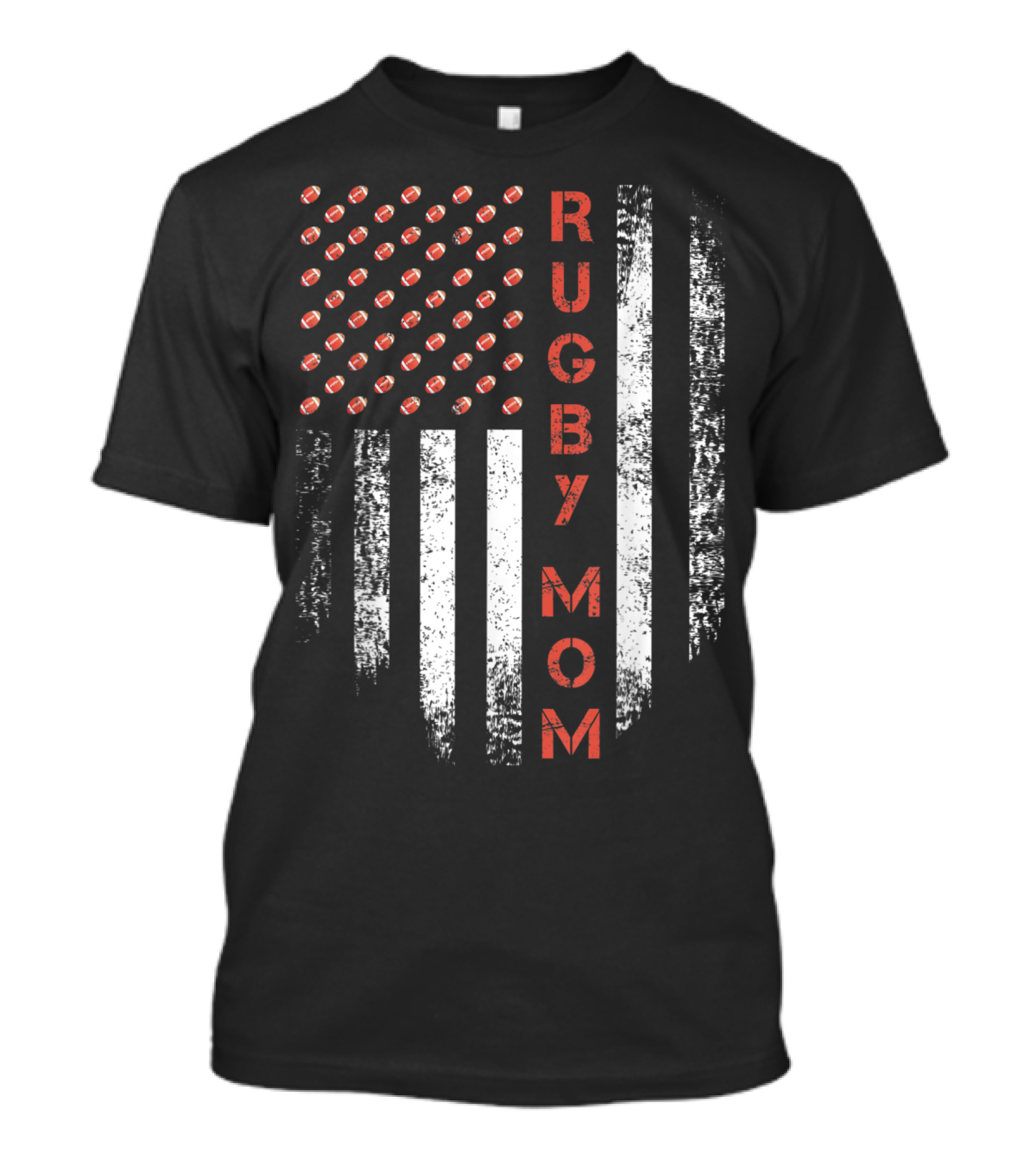 Vintage USA American Flag Rugby Mom Proud Rugby T-Shirt
