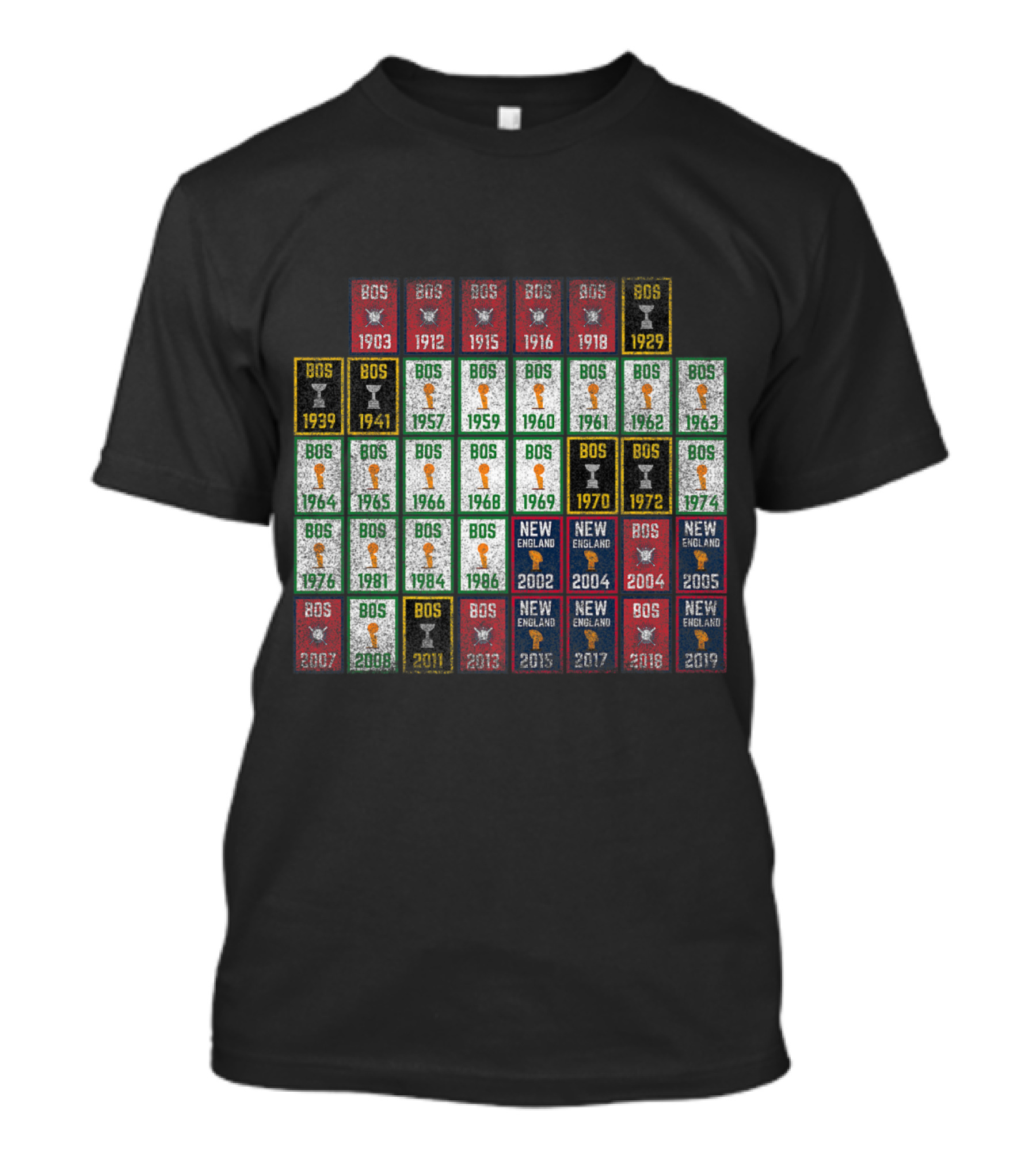 BOS New England Championship Years Titles Victory 1903-2019 T-Shirt