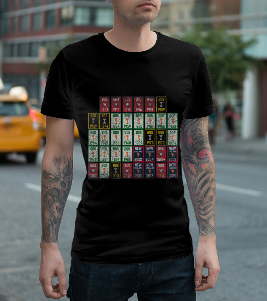 BOS New England Championship Years Titles Victory 1903-2019 T-Shirt