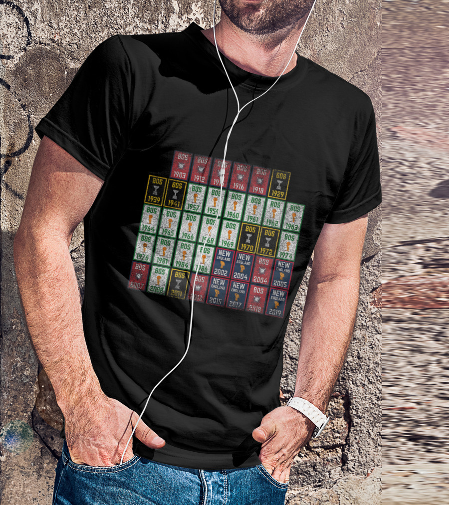BOS New England Championship Years Titles Victory 1903-2019 T-Shirt