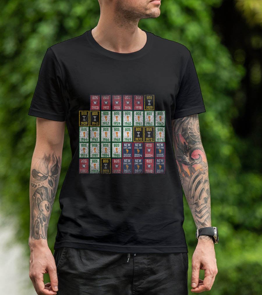 BOS New England Championship Years Titles Victory 1903-2019 T-Shirt