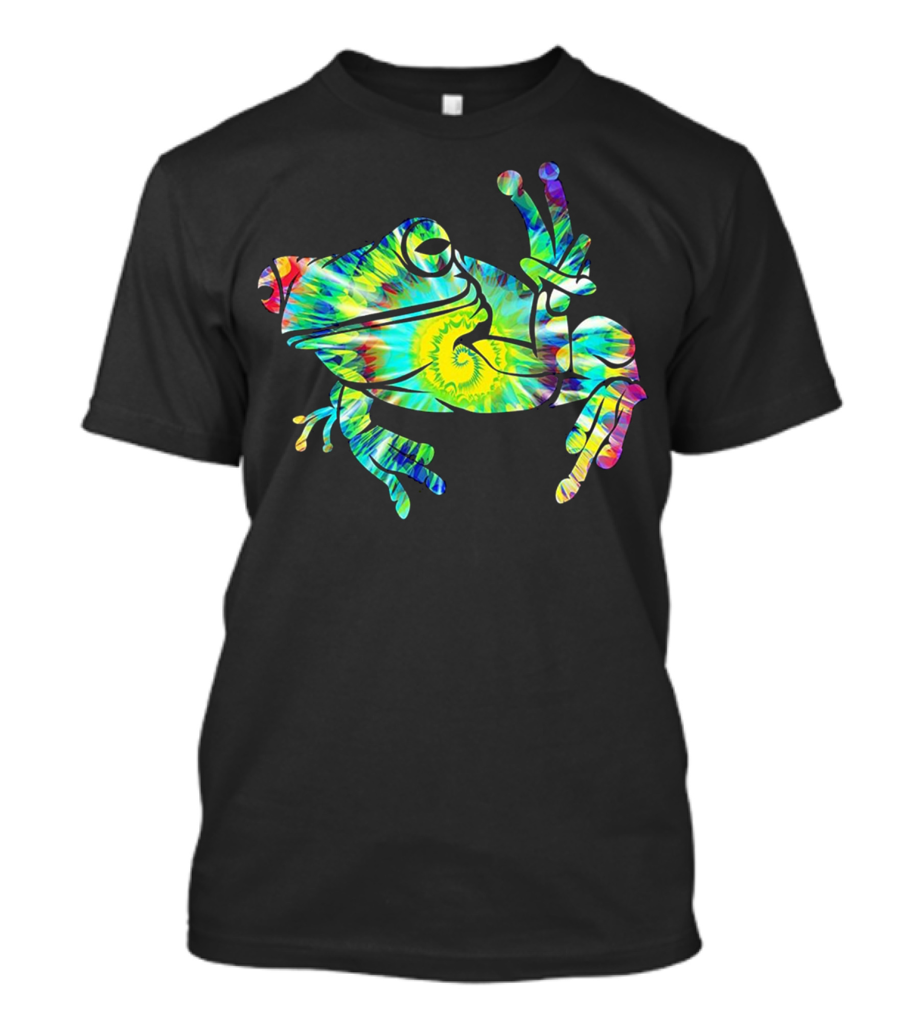 Cool Tie Dye Peace Frog Vibrant Colors T-Shirt