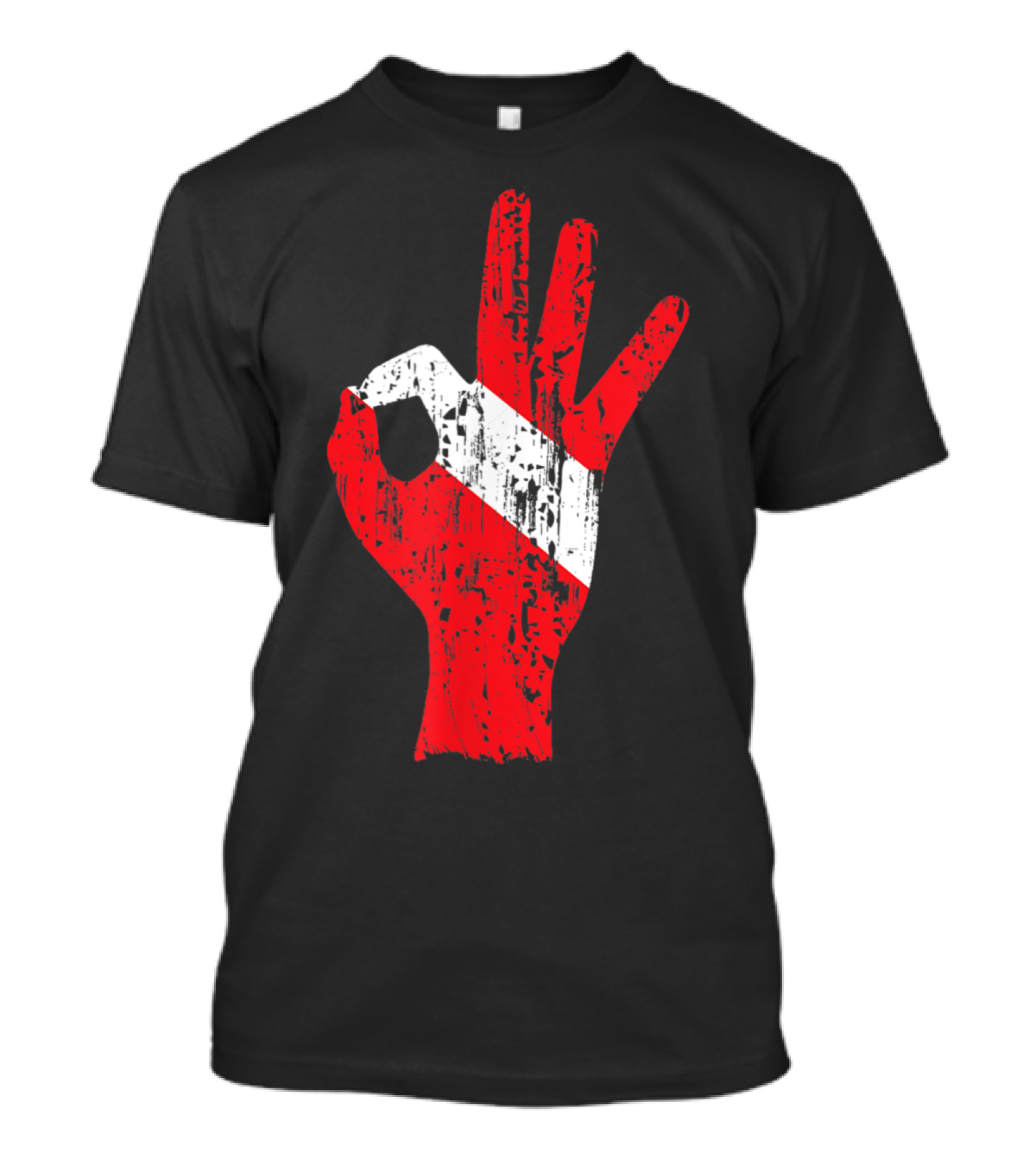 Scuba Diving OK Signal Hand With Diver Flag T-Shirt