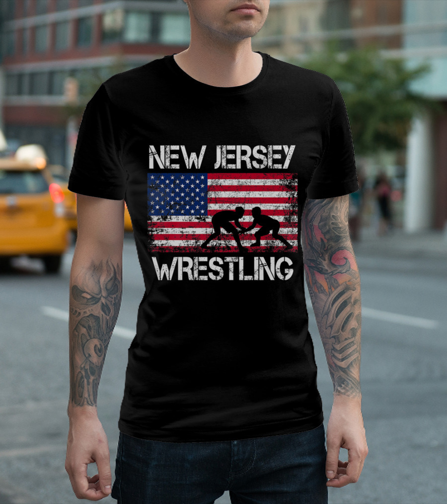 New Jersey Wrestling American Flag T-Shirt