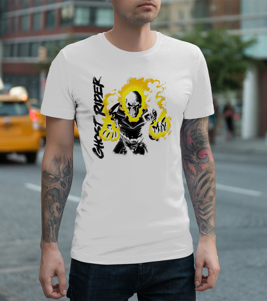 Ghost Rider Skull Hands Aflame Marvel T-Shirt