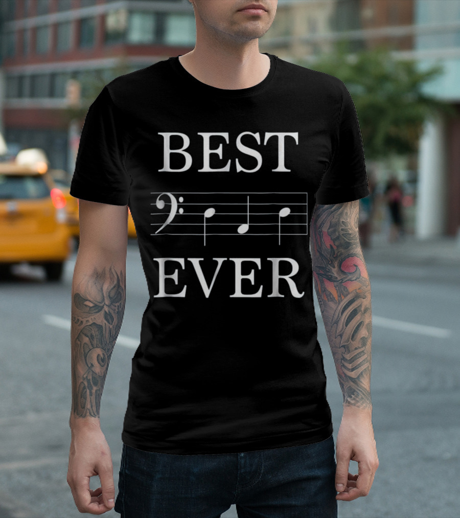 Best Dad Ever Bass Clef Musician Father Best Ever T-Shirt