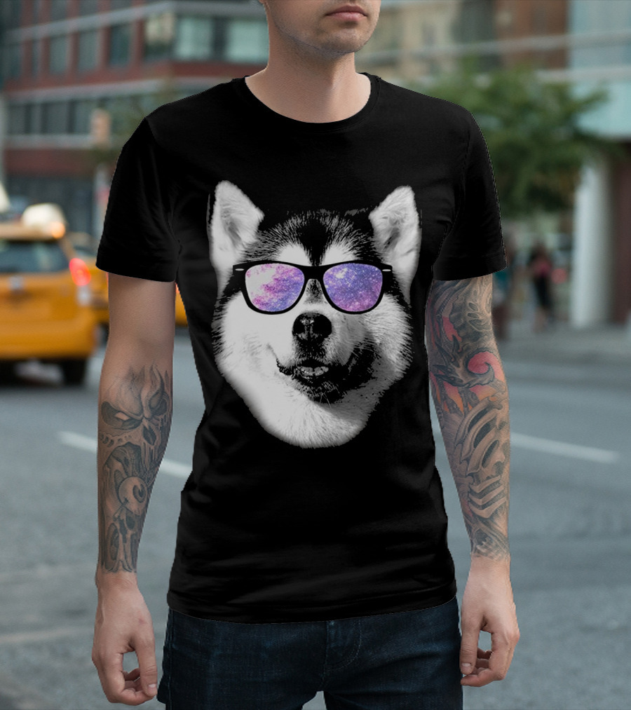 Cool Galaxy Sunglasses Siberian Husky T-Shirt