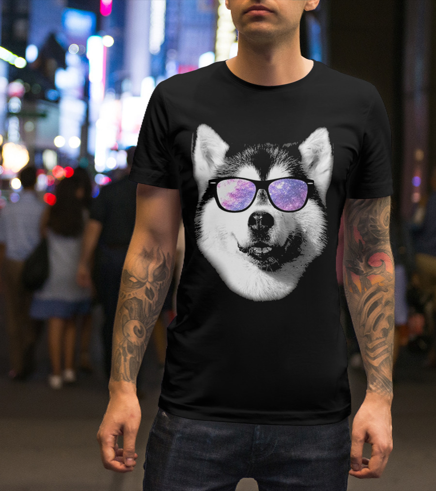 Cool Galaxy Sunglasses Siberian Husky T-Shirt