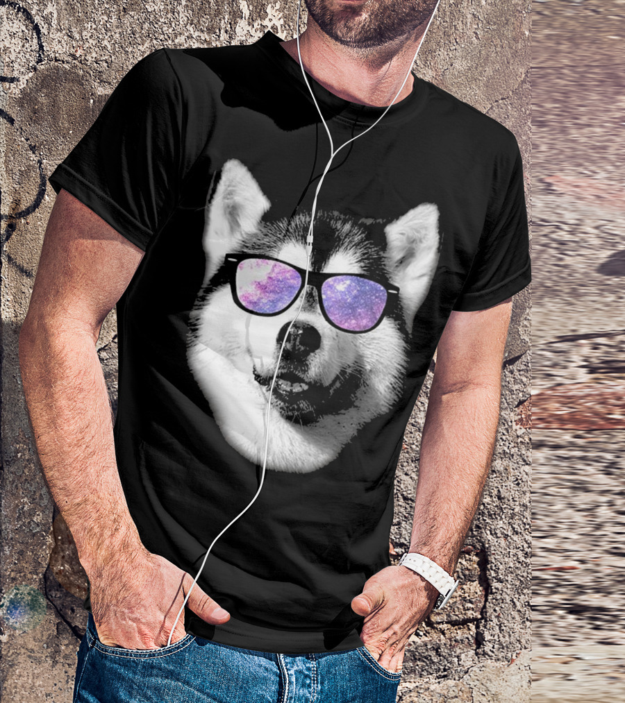 Cool Galaxy Sunglasses Siberian Husky T-Shirt
