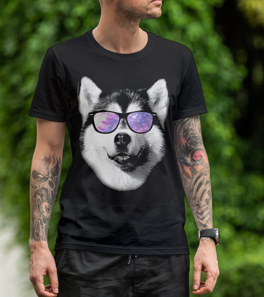 Cool Galaxy Sunglasses Siberian Husky T-Shirt