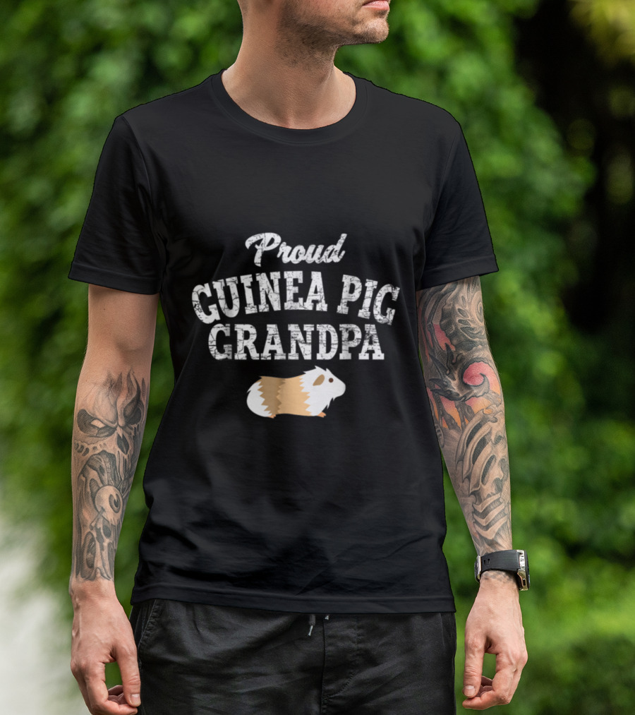 Proud Guinea Pig Grandpa With Cute Pet Image T-Shirt