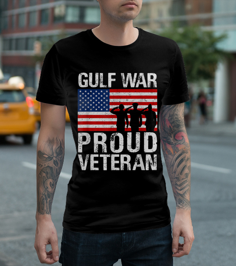 Gulf War Proud Veteran American Flag T-Shirt