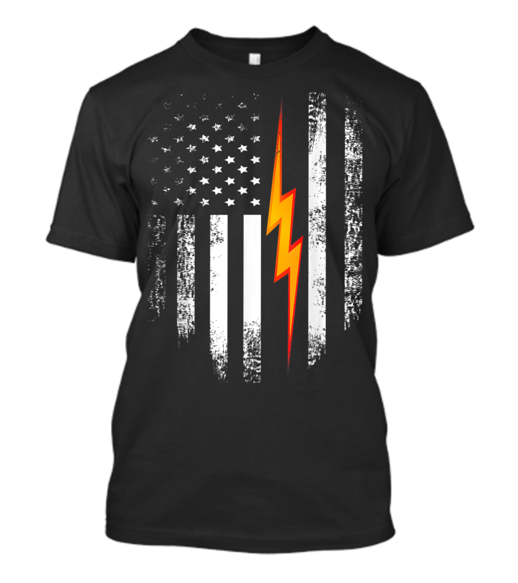 Vintage USA Flag With Electric Lightning Bolt T-Shirt
