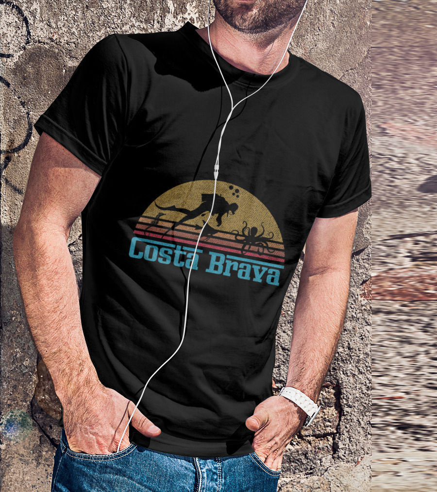 Costa Brava Scuba Diving Retro 1980s Style Ocean Scene T-Shirt