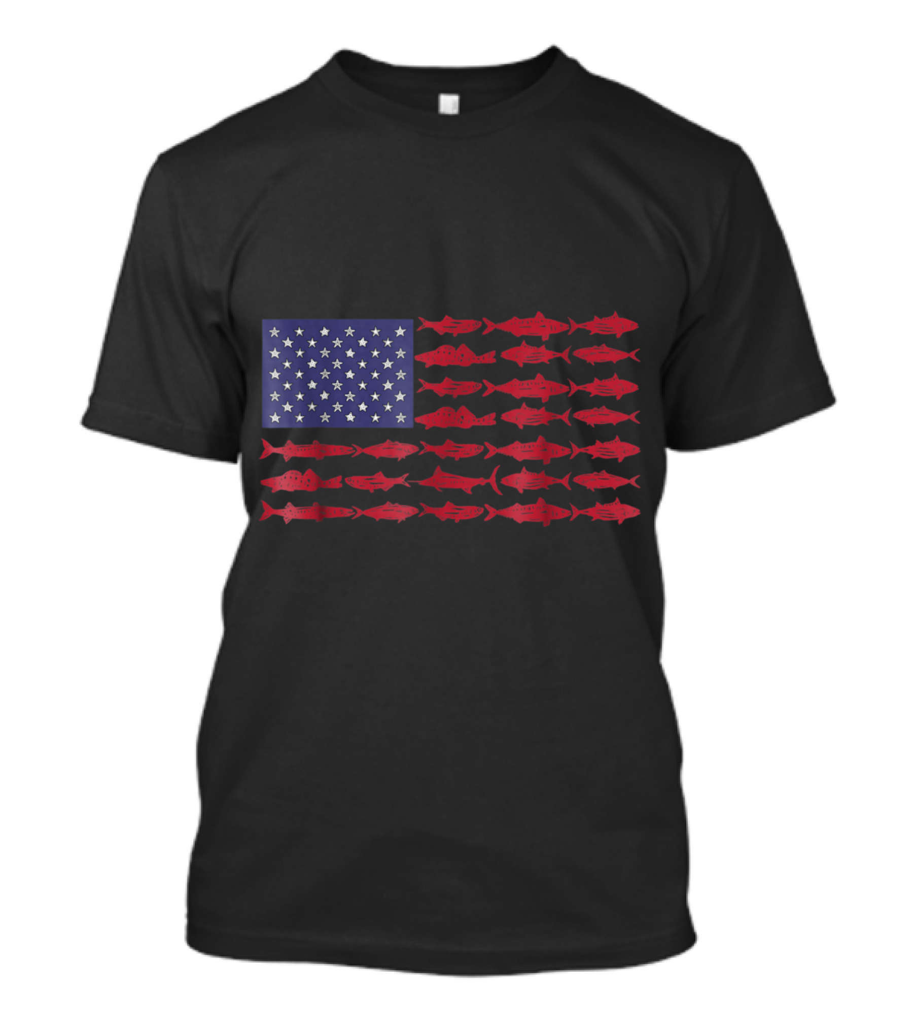 Vintage American Flag Fishi USA Fish Flag T-Shirt