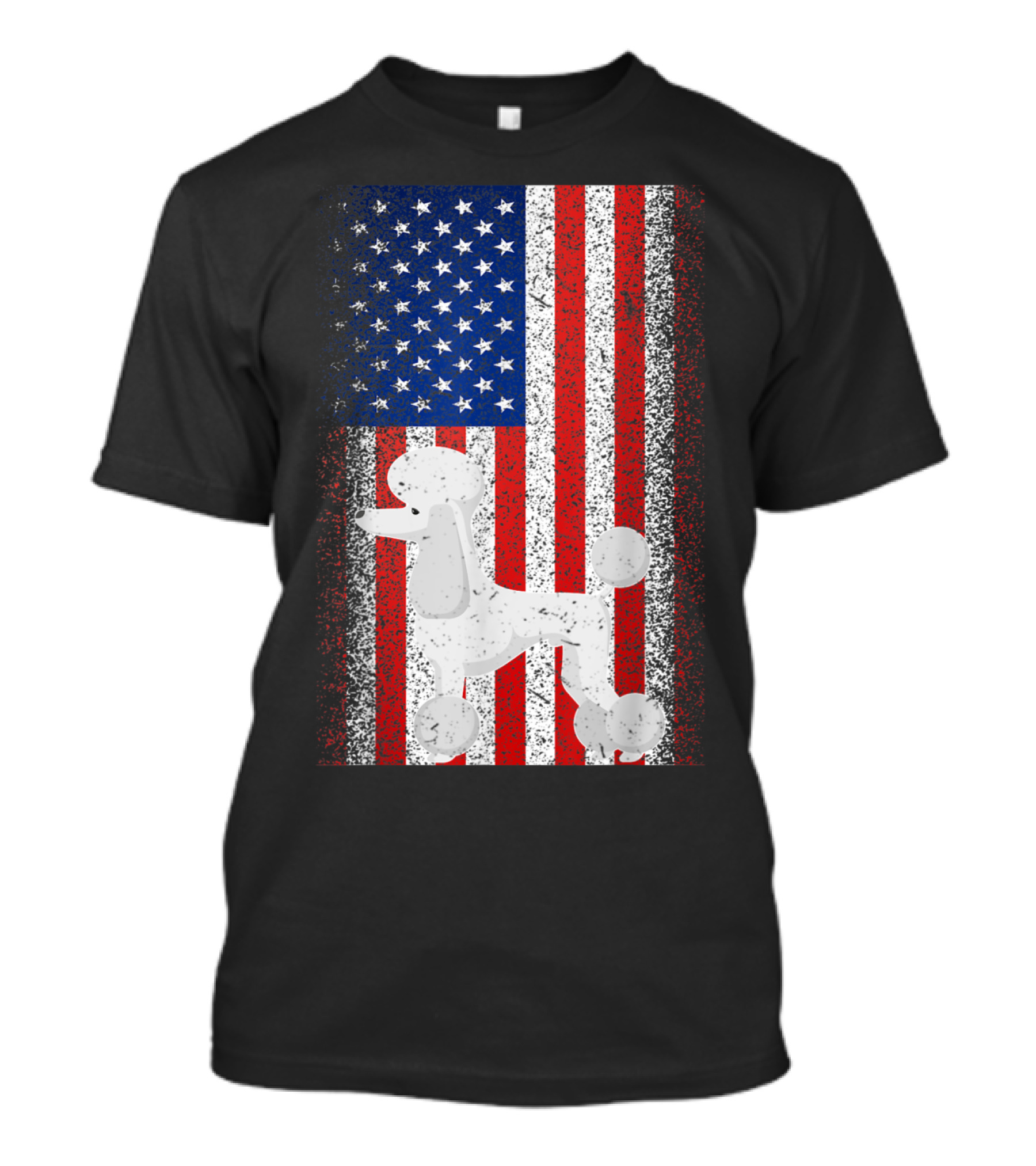 Vintage USA Independence Day July American Flag Poodle T-Shirt
