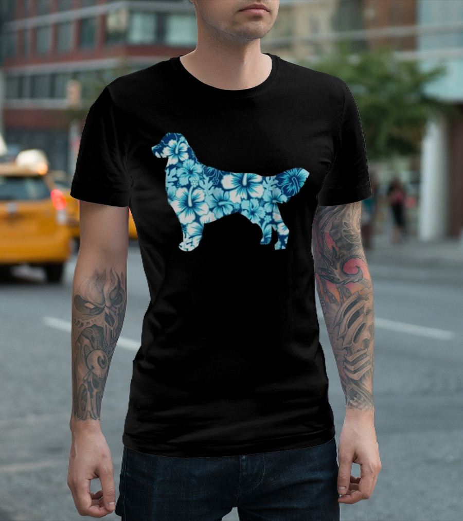 Golden Retriever Hawaiian Hibiscus Aloha Dog T-Shirt