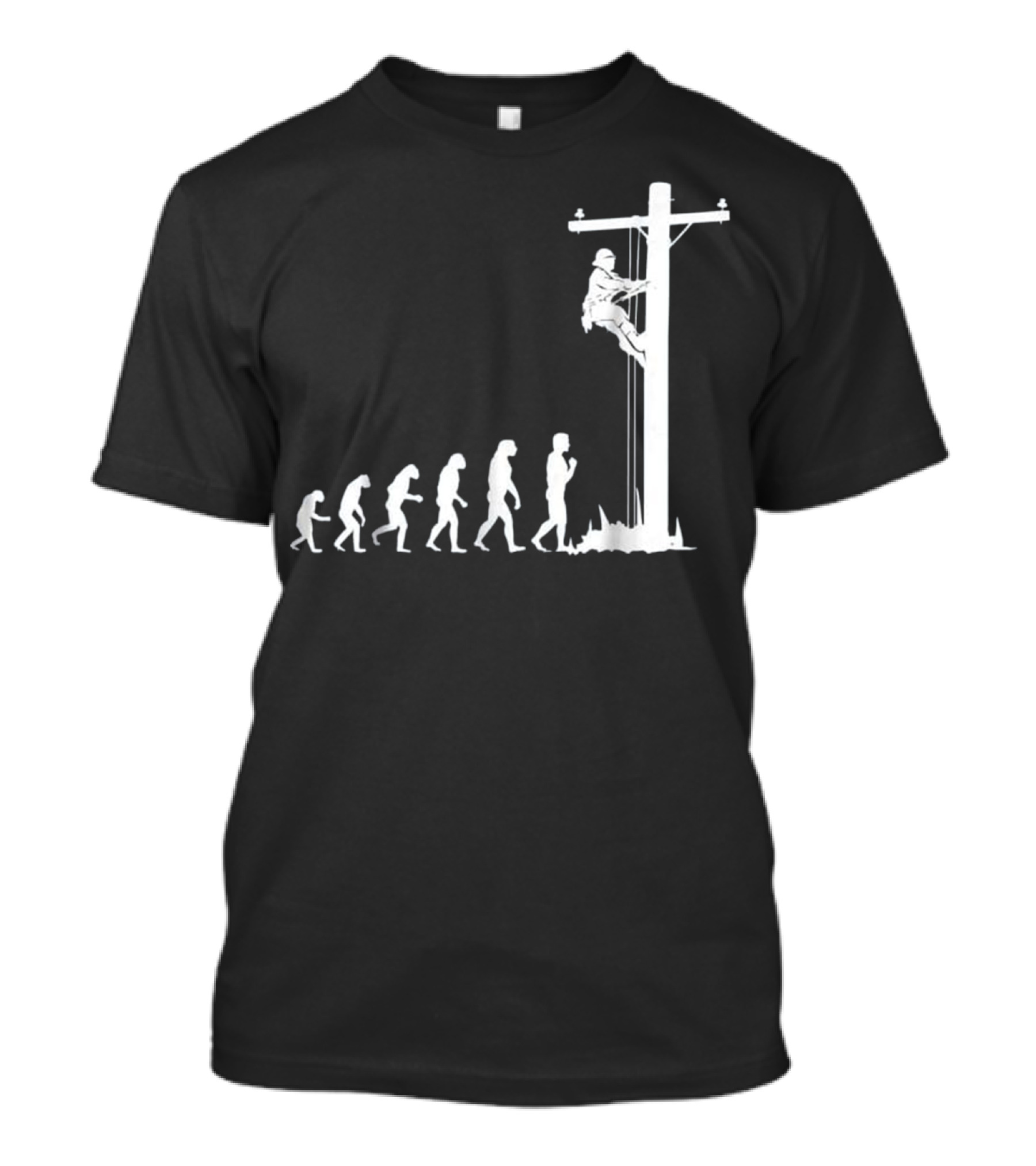 Cool Unique Evolution Of Lineman Electrician On Power Pole T-Shirt