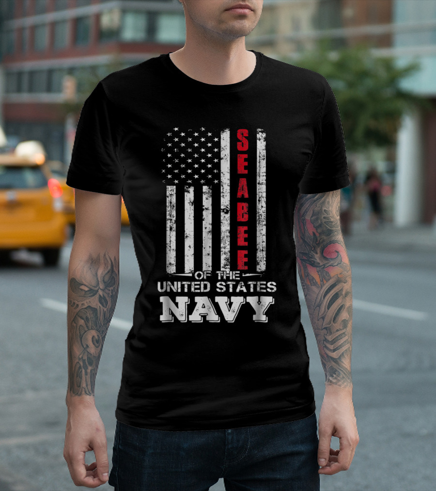 Seabee Of The United States Navy American Flag T-Shirt
