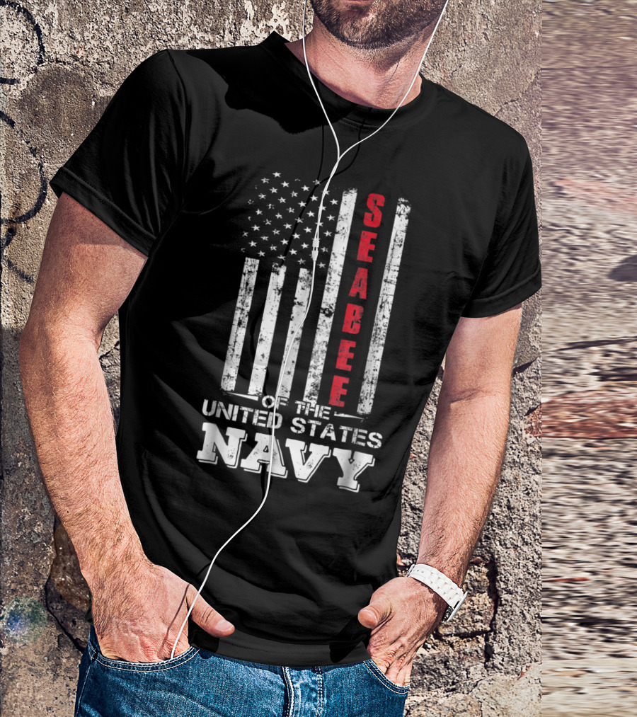 Seabee Of The United States Navy American Flag T-Shirt