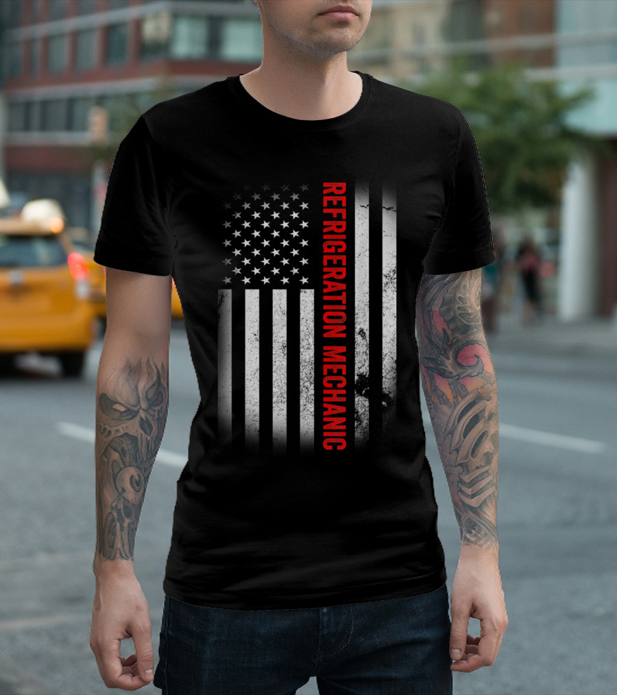 Vintage USA Flag Refrigeration Mechanic Americ T-Shirt