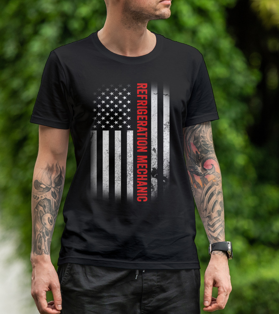 Vintage USA Flag Refrigeration Mechanic Americ T-Shirt