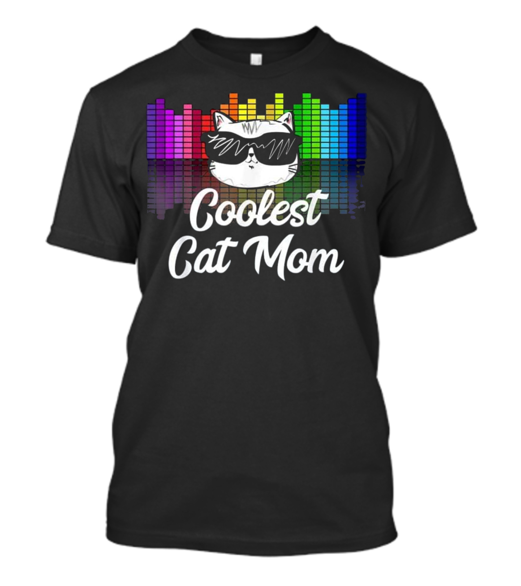 Coolest Cat Mom With Rainbow Equalizer Sunglasses T-Shirt