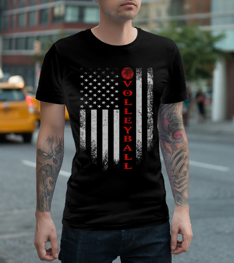Vintage USA Volleyball American Flag T-Shirt
