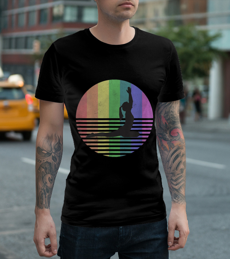 Yoga Pose Woman Rainbow Flag Gay Pride T-Shirt
