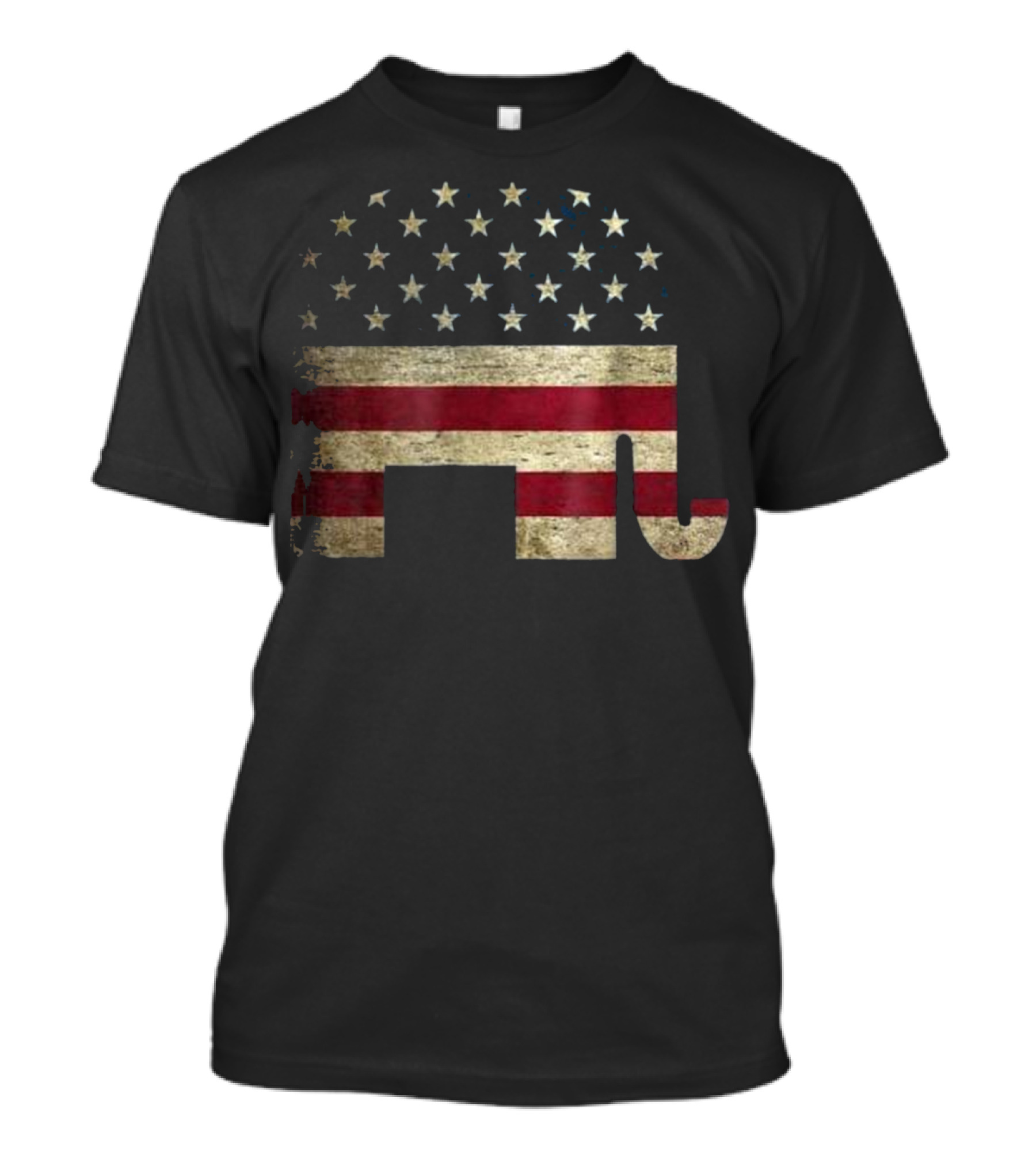 Patriotic Elephant American Flag USA T-Shirt