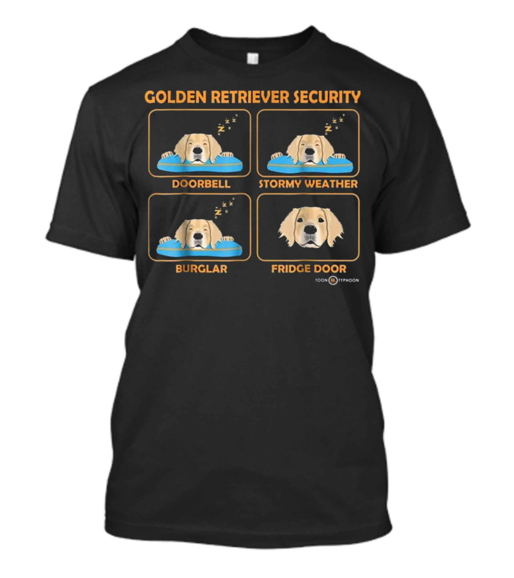 Golden Retriever Security Doorbell Stormy Weather Burglar Fridge Door T-Shirt