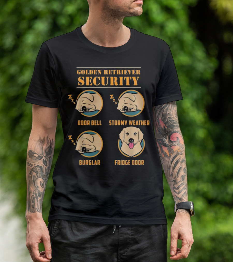 Golden Retriever Security Door Bell Stormy Weather Burglar Fridge Door T-Shirt