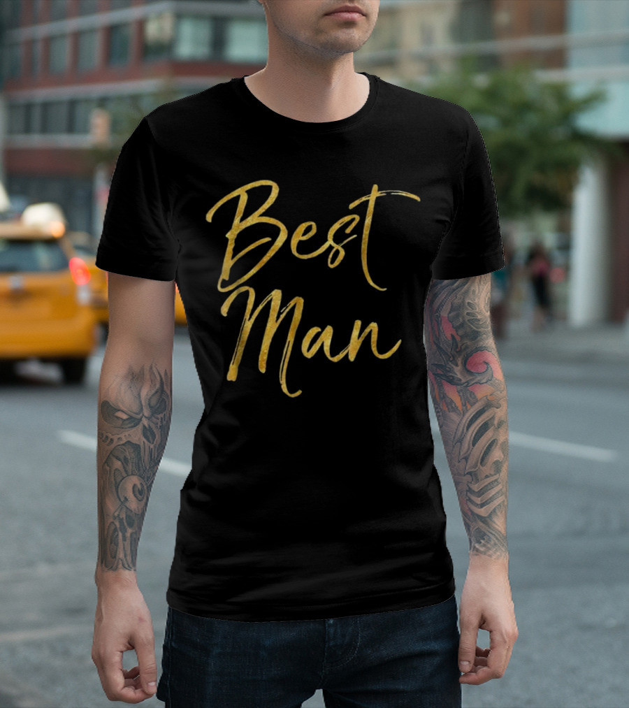 Best Man Cute Gold Bridal Party T-Shirt