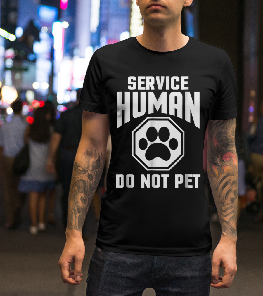 Service Human Do Not Pet Funny Dog Love Paw Prints T-Shirt