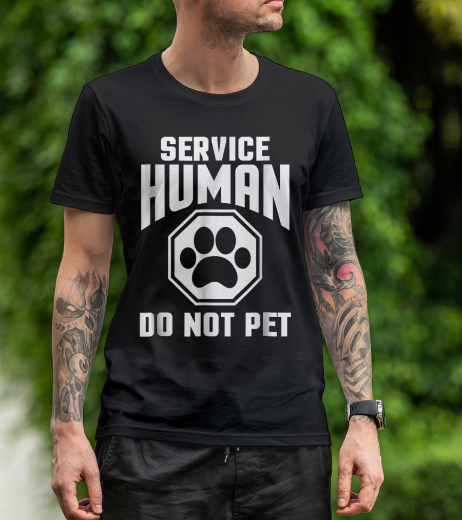 Service Human Do Not Pet Funny Dog Love Paw Prints T-Shirt