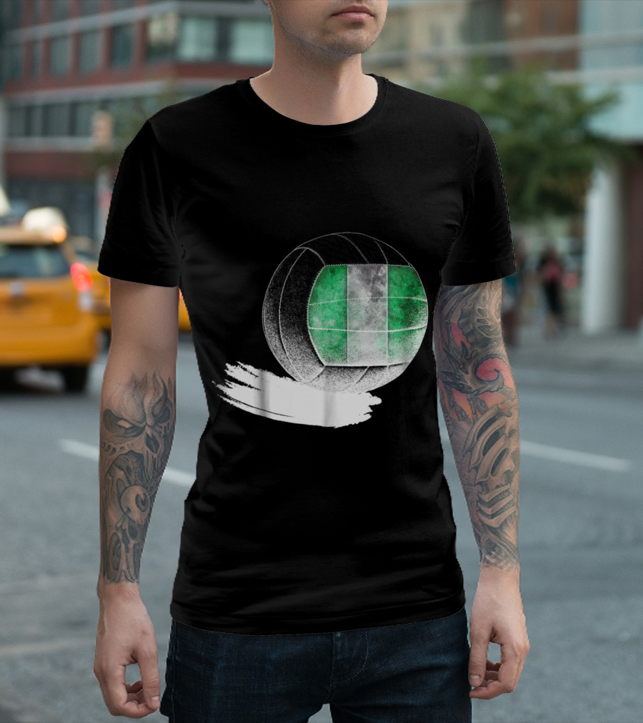 Vintage Nigeria Flag Volleyball Soccer Fusion T-Shirt