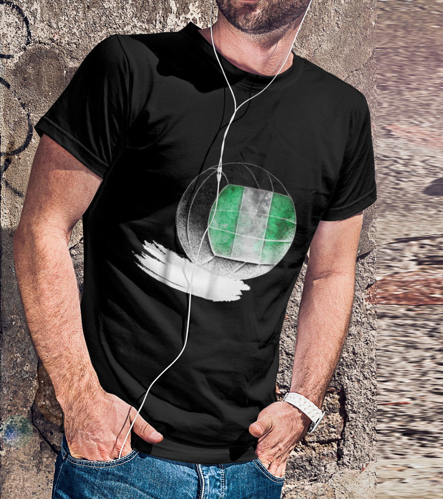 Vintage Nigeria Flag Volleyball Soccer Fusion T-Shirt